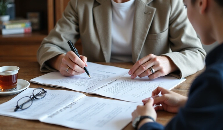 Senior woman signing estate planning documents