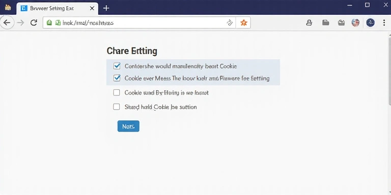 Browser settings showing cookie options