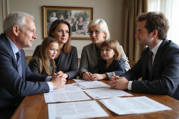 Family discussing inheritance matters with a lawyer
